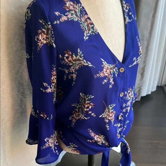 Sienna Sky Royal Blue Floral Blouse - Picture 3 of 6